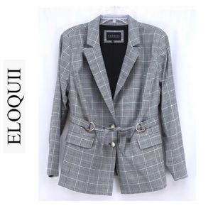 Eloquii Black w/Green Gray Stripe blazer